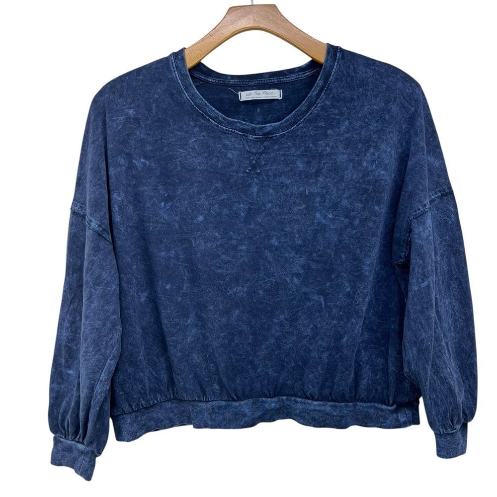 We the Free Blue Vintage Wash Light Weight Banded  Long Sleeve Tee Womens Small